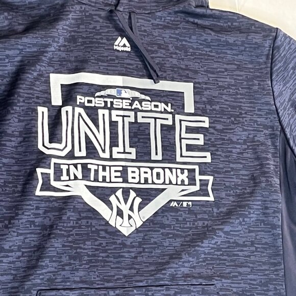 Majestic Authentic Postseason Unite In The Bronx Hoodie Large Navy Blue MLB - Picture 3 of 8